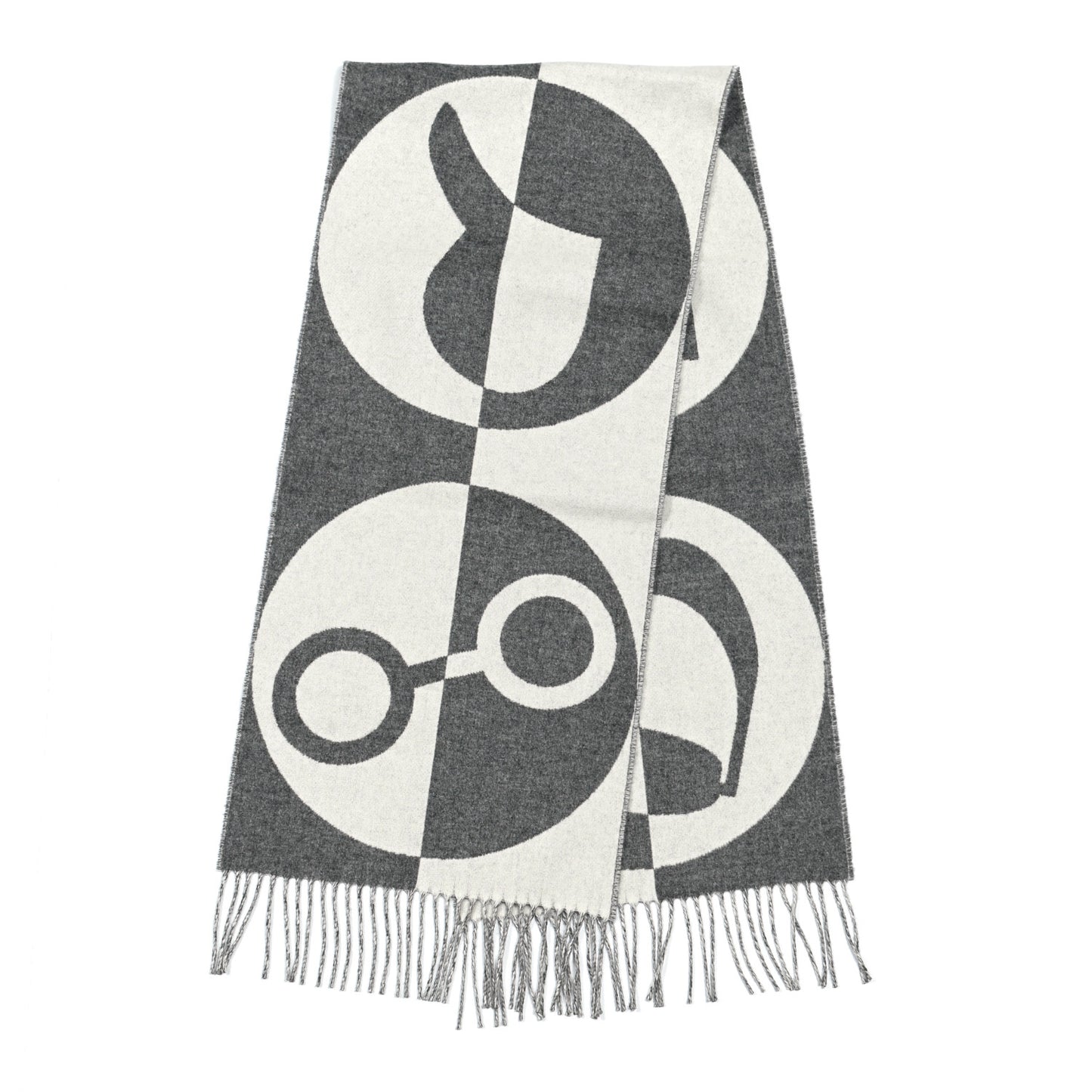 Cashmere Casaque Charms Muffler Gris Flanelle Ivoire