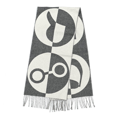 Hermes Cashmere Casaque Charms Muffler Gris Flanelle Ivoire 2 of 4