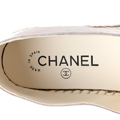 Chanel Laminated Lambskin Grosgrain Embroidered CC Espadrilles 40 Pink Silver Black 7 of 8