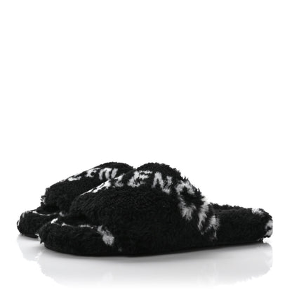 Balenciaga Fur Slide Sandals 37.5 Black White 3 of 7