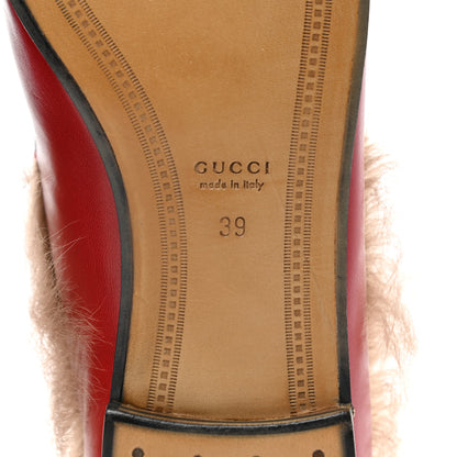 Gucci Malaga Kid Fur Womens Jordaan Loafers 39 Hibiscus Red Natural 6 of 9