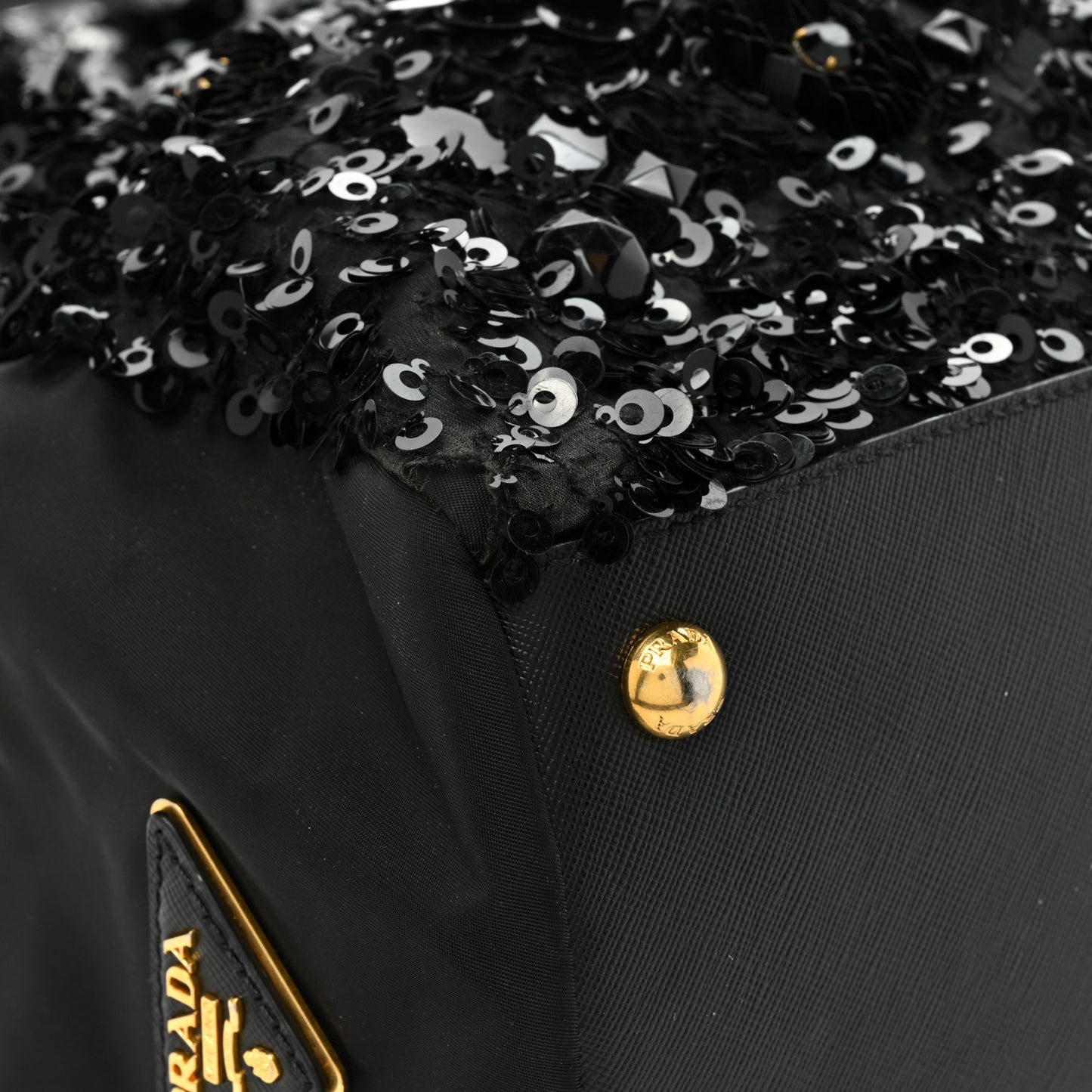 Nylon Sequin Tote Black
