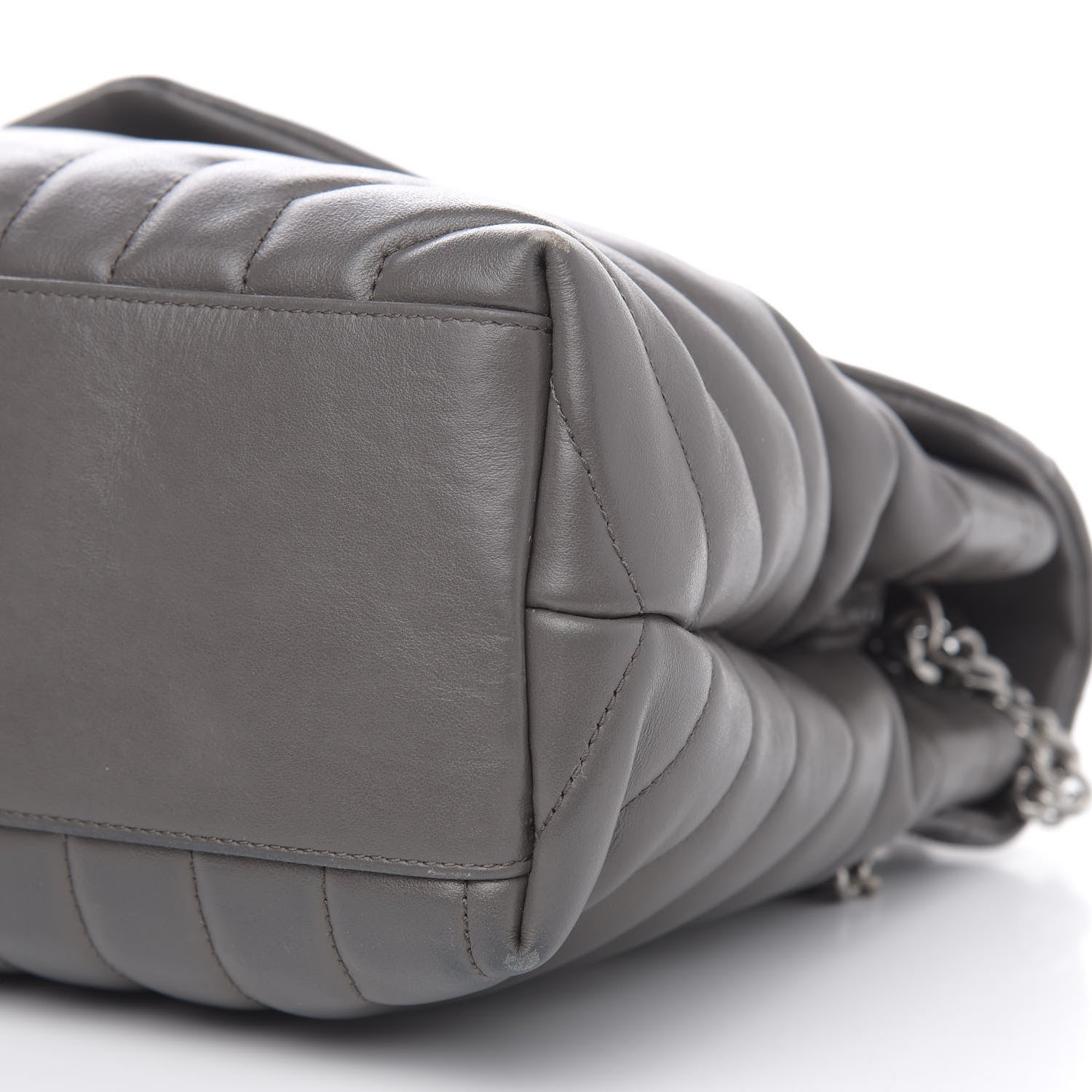Saint Laurent Calfskin Y Quilted Monogram Medium Loulou Chain Satchel Asphalt 9 of 16