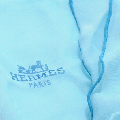 Hermes Silk Mousseline Pointu Triangle Scarf Bleu 9 of 12