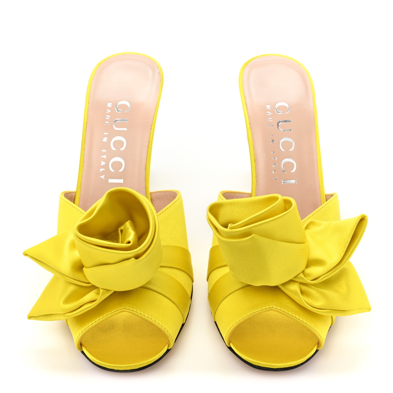 Gucci Satin Shawana Flower Sandals 38.5 Shine Yellow 2 of 14