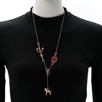 Hermes Metal Enamel Cheval Grand Parade Necklace Rose Gold 2 of 7