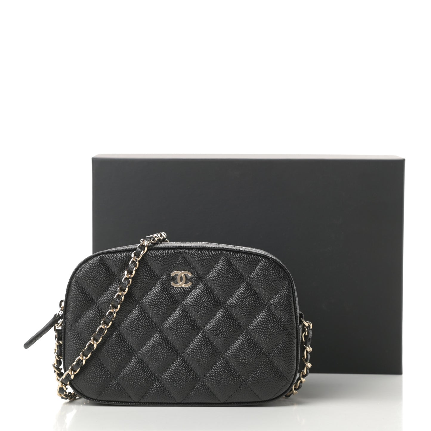 Caviar Quilted Vanity With Chain Black