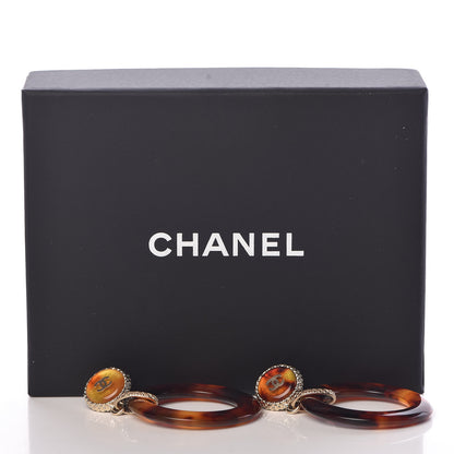 Chanel Resin CC Drop Earrings Tortoise Gold 5 of 5