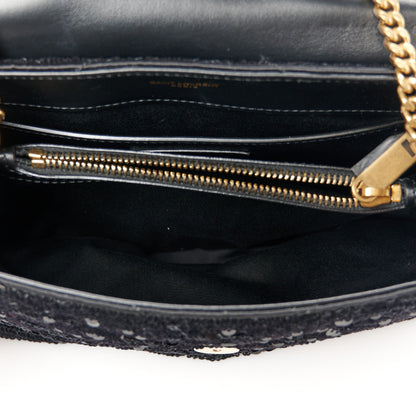 Saint Laurent Sequin Y Quilted Monogram Small Loulou Chain Satchel Black 5 of 11
