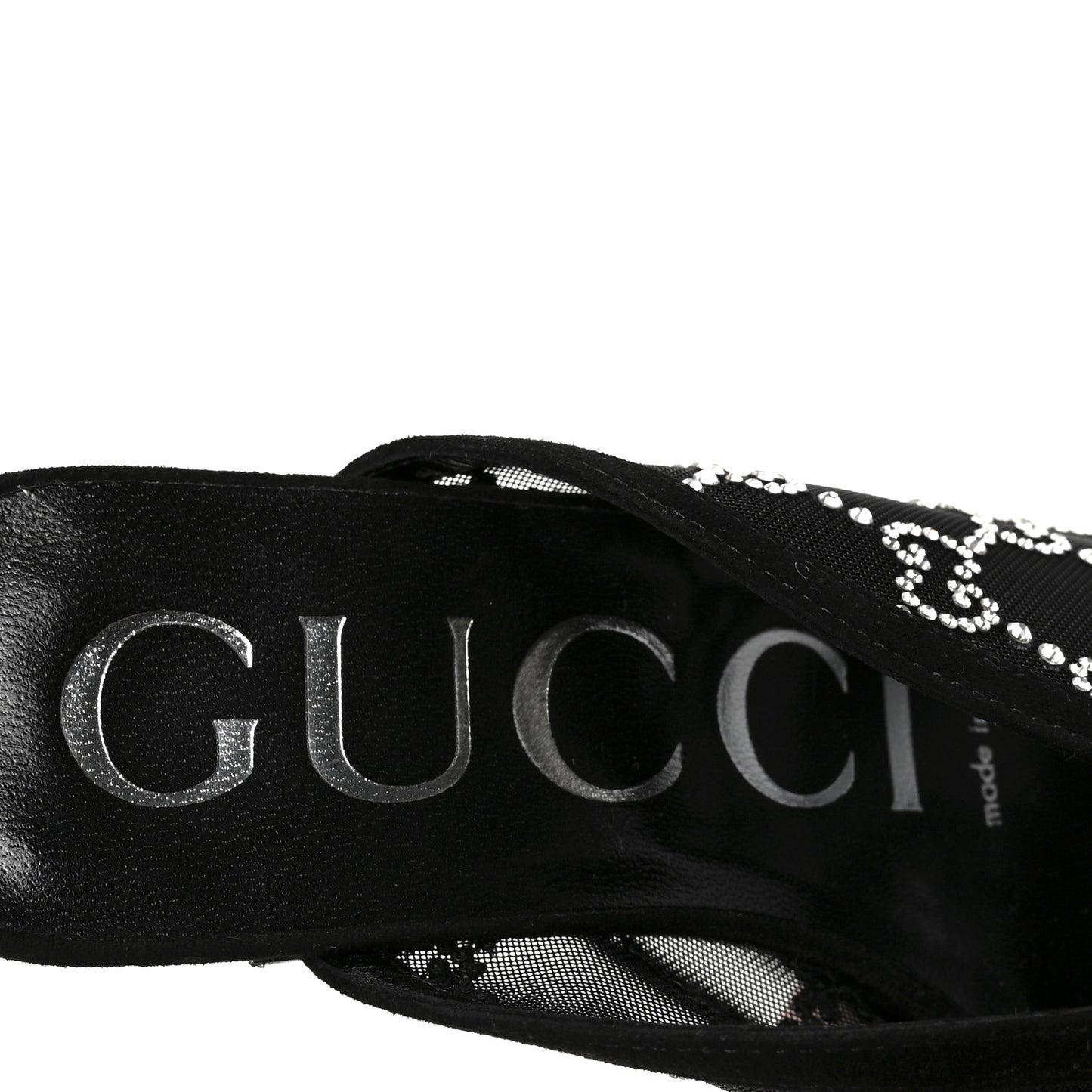 Tela Retino Kid Scamosciato Crystal GG Monogram Square G 95mm Slide Sandals 35 Black
