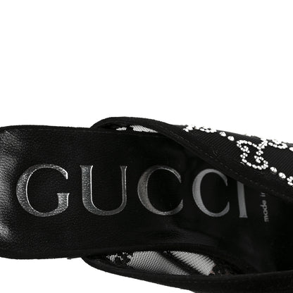Gucci Tela Retino Kid Scamosciato Crystal GG Monogram Square G 95mm Slide Sandals 35 Black 8 of 8