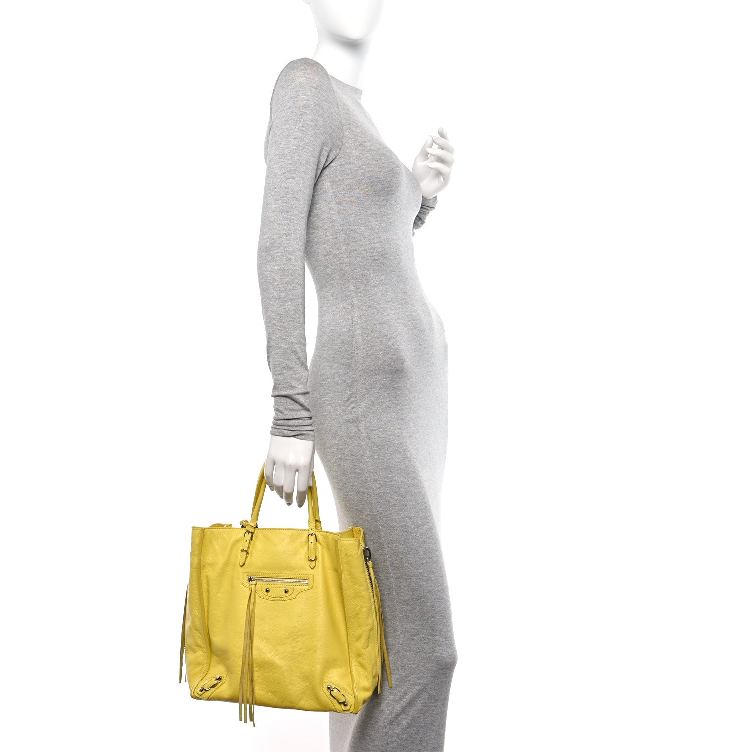 Balenciaga Supple Calfskin Papier A5 Zip Around Tote Jaune Soleil 2 of 12