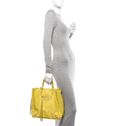 Balenciaga Supple Calfskin Papier A5 Zip Around Tote Jaune Soleil 2 of 12