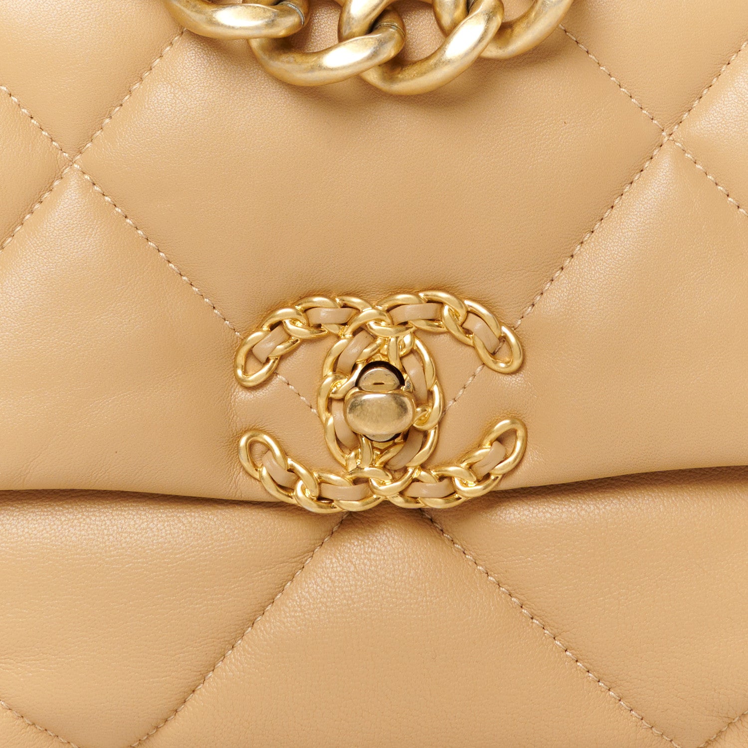 Chanel Lambskin Quilted Large Chanel 19 Flap Dark Beige 9 of 12