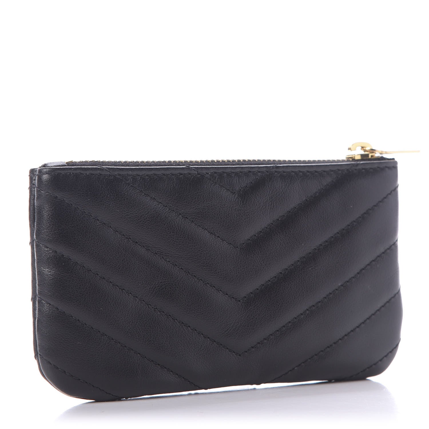 Saint Laurent Calfskin Matelasse Monogram Key Pouch Black 3 of 11