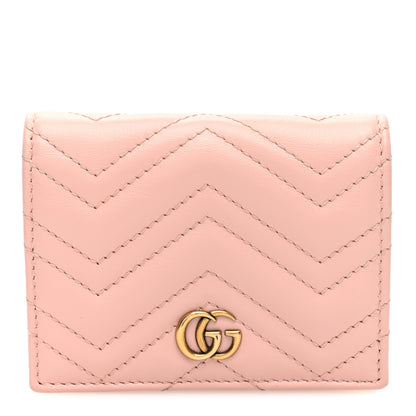 Gucci Calfskin Matelasse GG Marmont Card Case Wallet Perfect Pink 1 of 7
