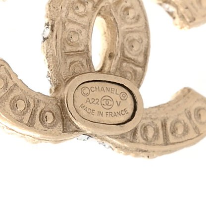 Chanel Pearl Crystal CC Earrings Light Gold 4 of 5