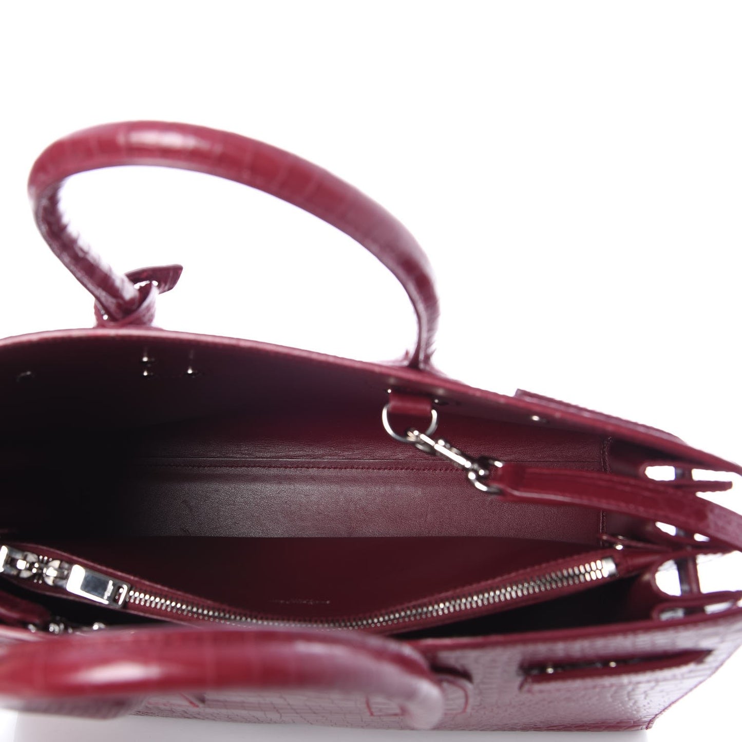 Calfskin Crocodile Embossed Small Sac De Jour Rouge