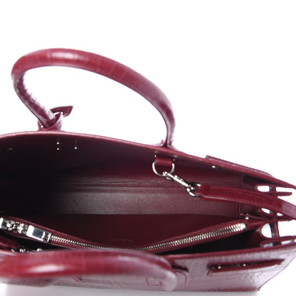 Saint Laurent Calfskin Crocodile Embossed Small Sac De Jour Rouge 5 of 13