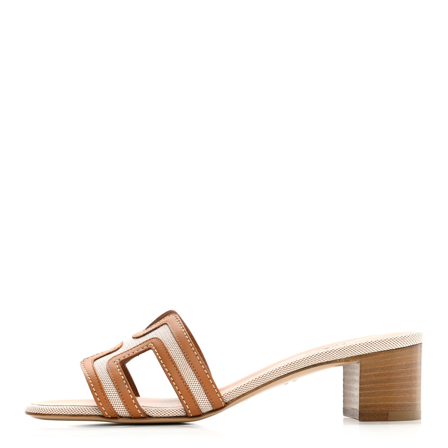 Hermes Calfskin Canvas Oasis Sandals 35 Noisette Beige Dore 1 of 9