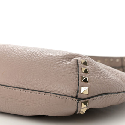 Valentino Garavani Pebbled Calfskin Small Rockstud Flip Lock Hobo Poudre 10 of 18