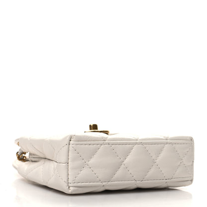 Chanel Shiny Aged Calfskin Quilted Mini Nano Kelly Shopper White 4 of 10