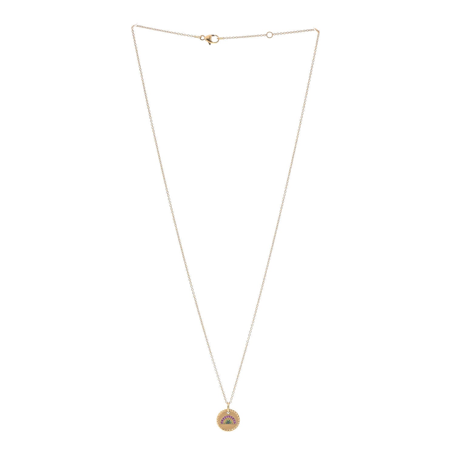 David Yurman 18K Yellow Gold Pink Yellow Blue Sapphire Tsavorite Collectibles Rainbow Pendant Necklace 3 of 7