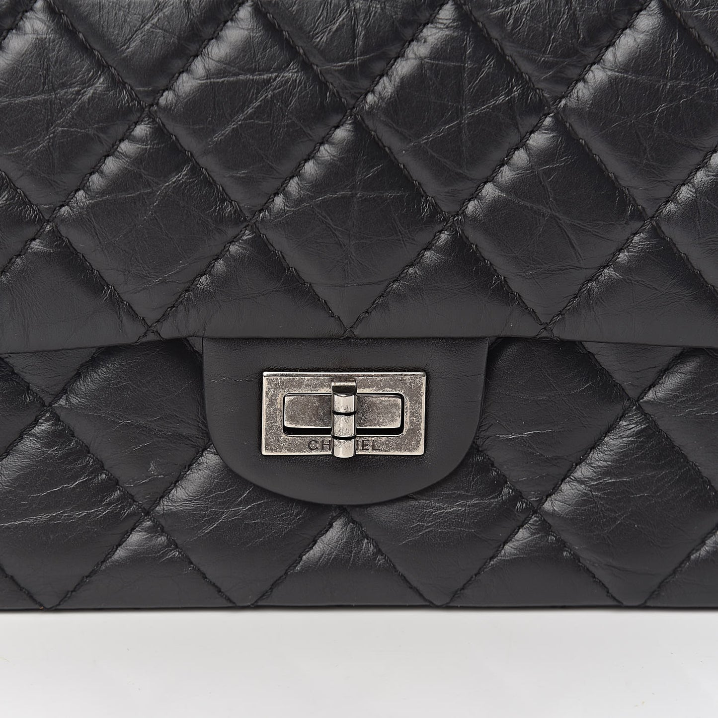 Aged Calfskin Quilted 2.55 Reissue 226 Flap Black