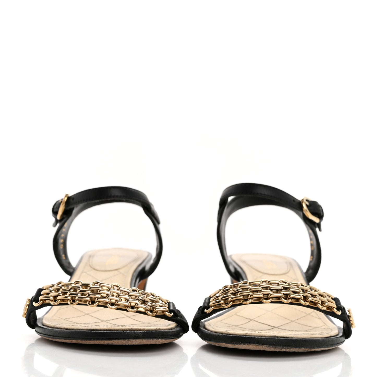 Lambskin Quilted Reissue Chain Sandals 35.5 Black