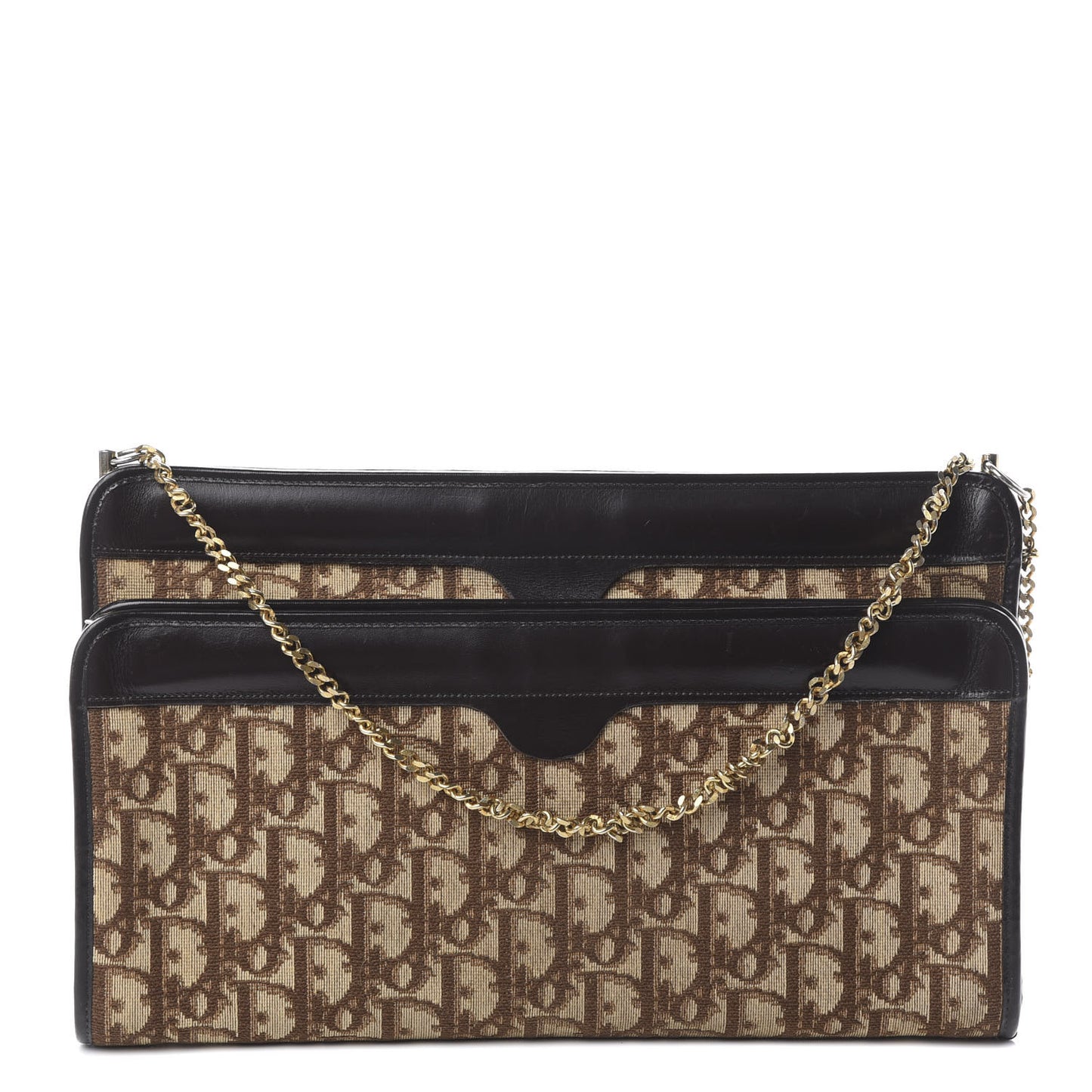 Monogram Chain Clutch Brown