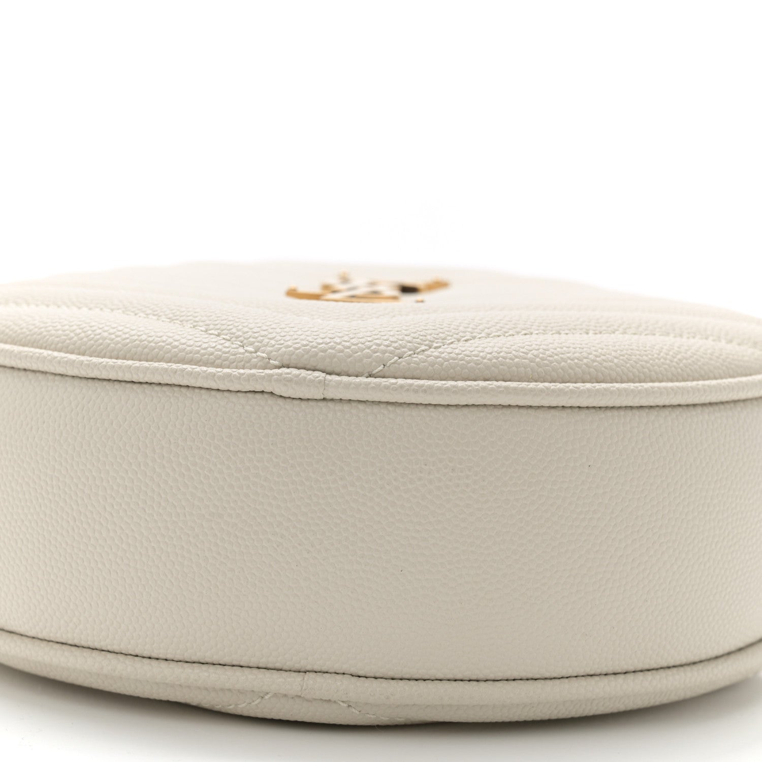 Saint Laurent Grain De Poudre Matelasse Chevron Quilted Round Vinyle Camera Bag Crema Soft 10 of 10