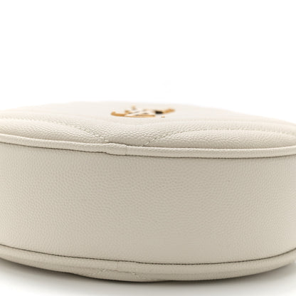 Saint Laurent Grain De Poudre Matelasse Chevron Quilted Round Vinyle Camera Bag Crema Soft 10 of 10