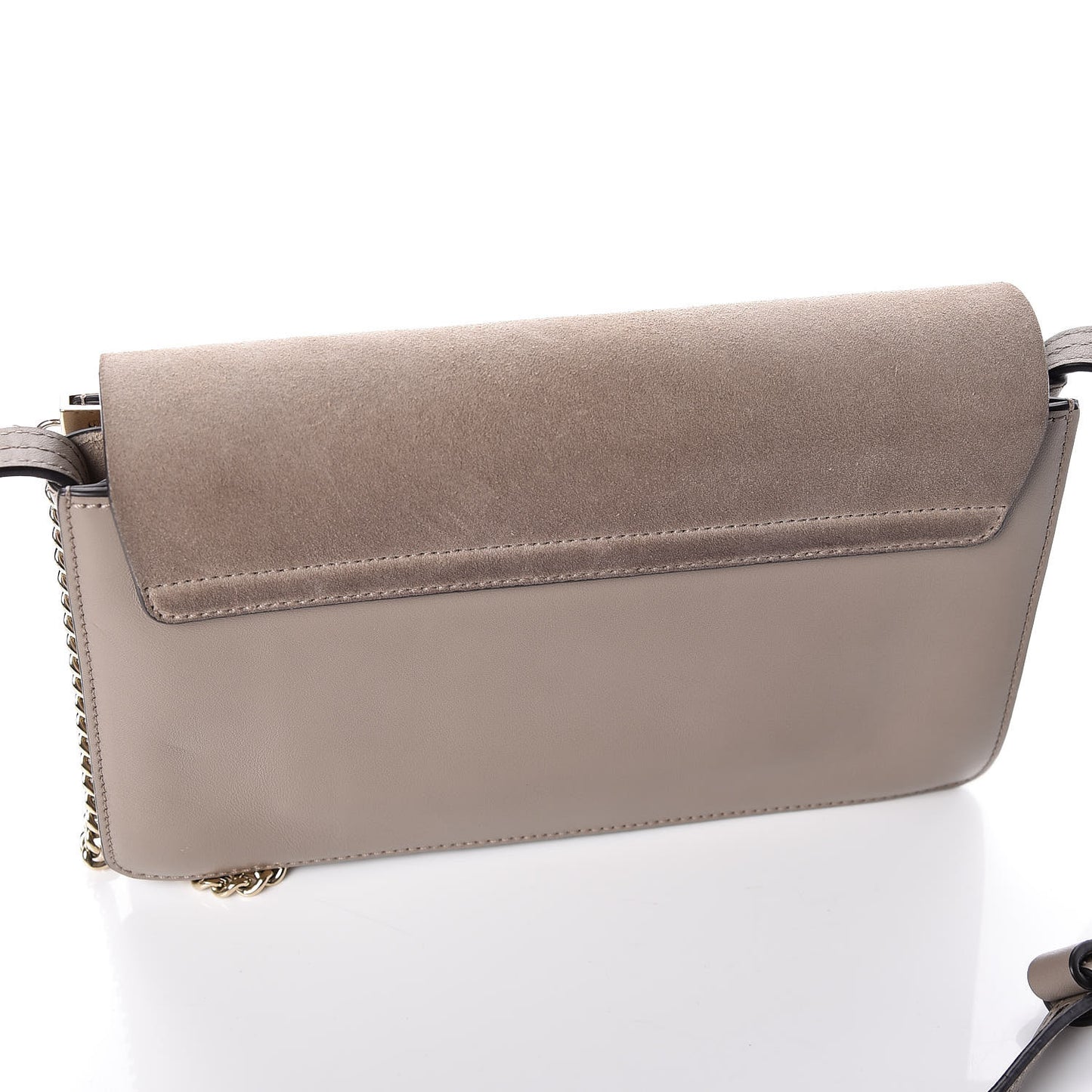 Suede Calfskin Small Faye Shoulder Bag Motty Grey