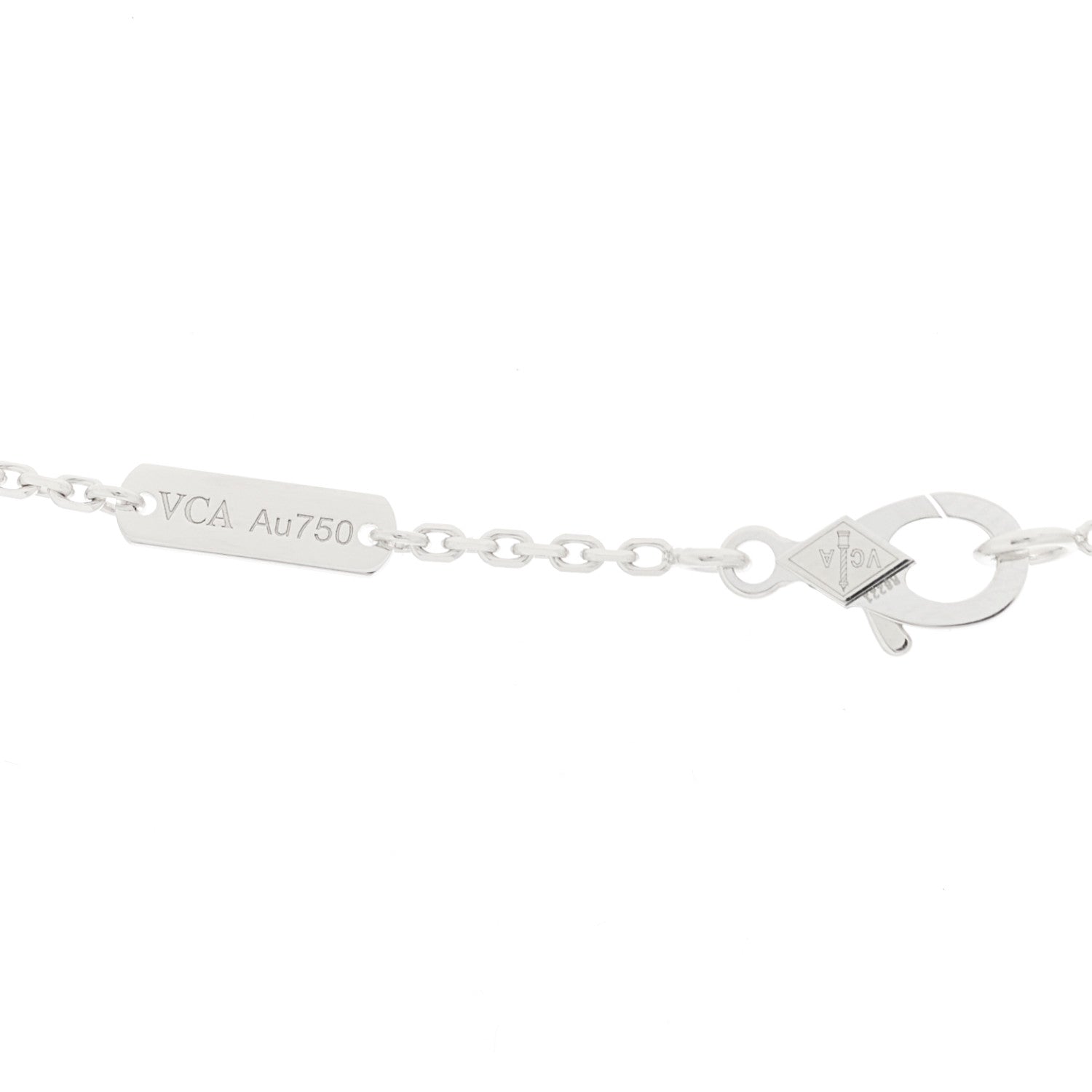 Van Cleef & Arpels 18K White Gold Guilloche Vintage Alhambra Pendant Necklace 5 of 6