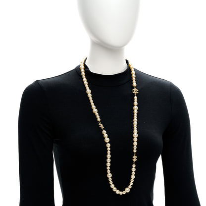 Chanel Pearl Multistrand CC Long Necklace Pearly White 2 of 5