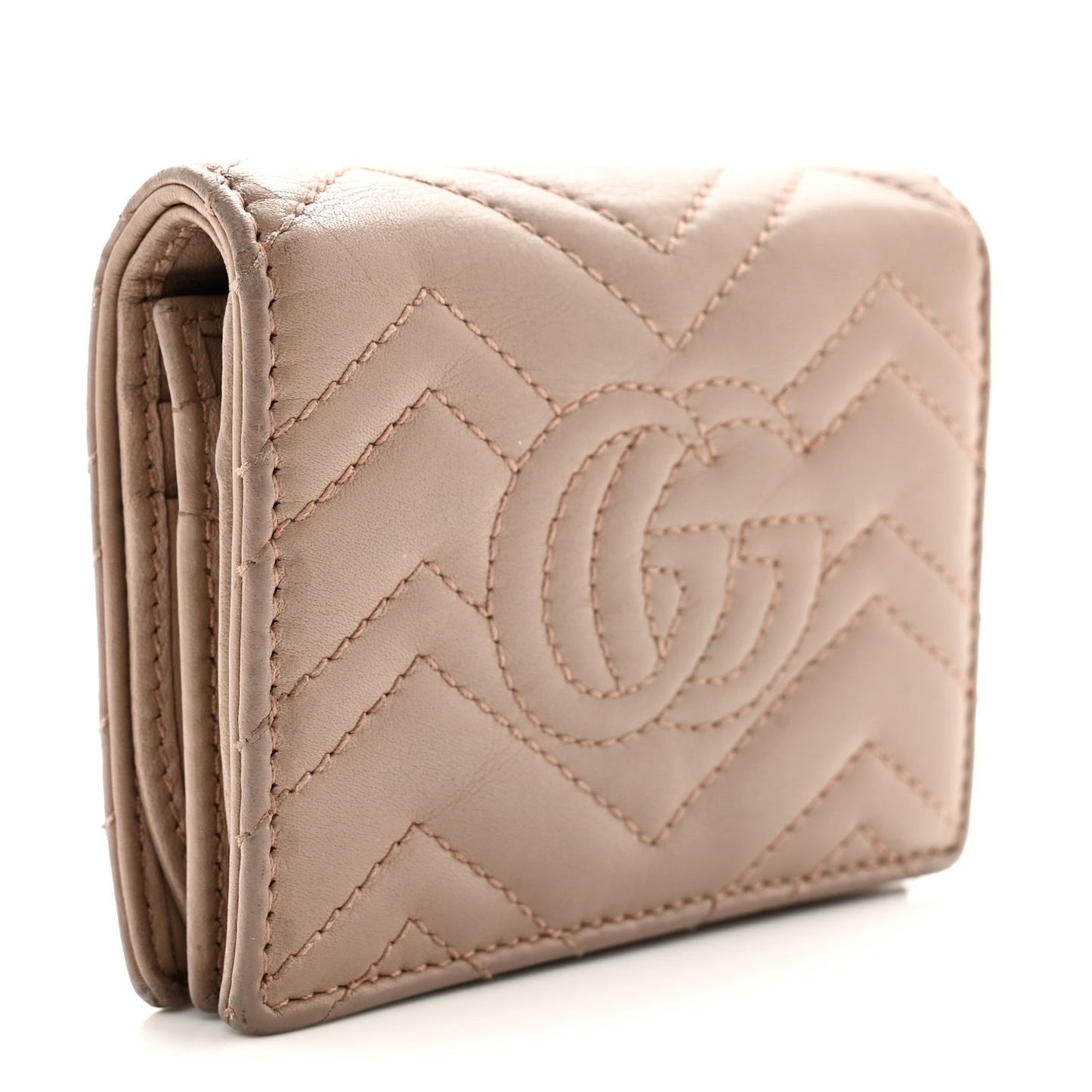 Calfskin Matelasse GG Marmont Card Case Wallet Porcelain Rose