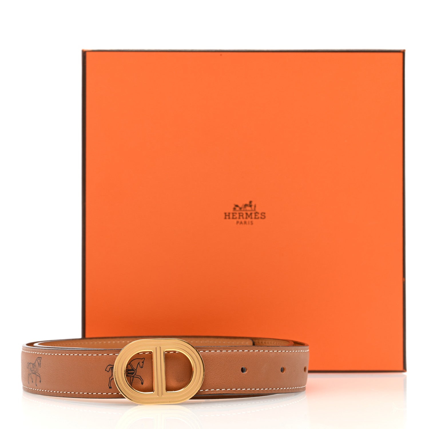 Hermes Swift Printed 24mm Rivage Belt 75 30 Gold 5 of 5