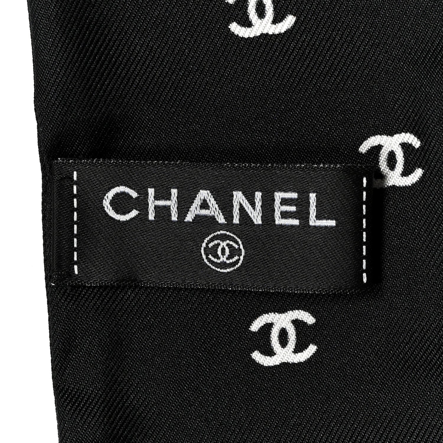 Chanel Silk Star Logo Slim Bandeau Scarf Black 2 of 3