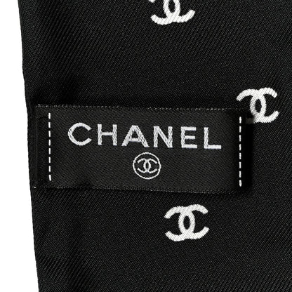 Chanel Silk Star Logo Slim Bandeau Scarf Black 2 of 3
