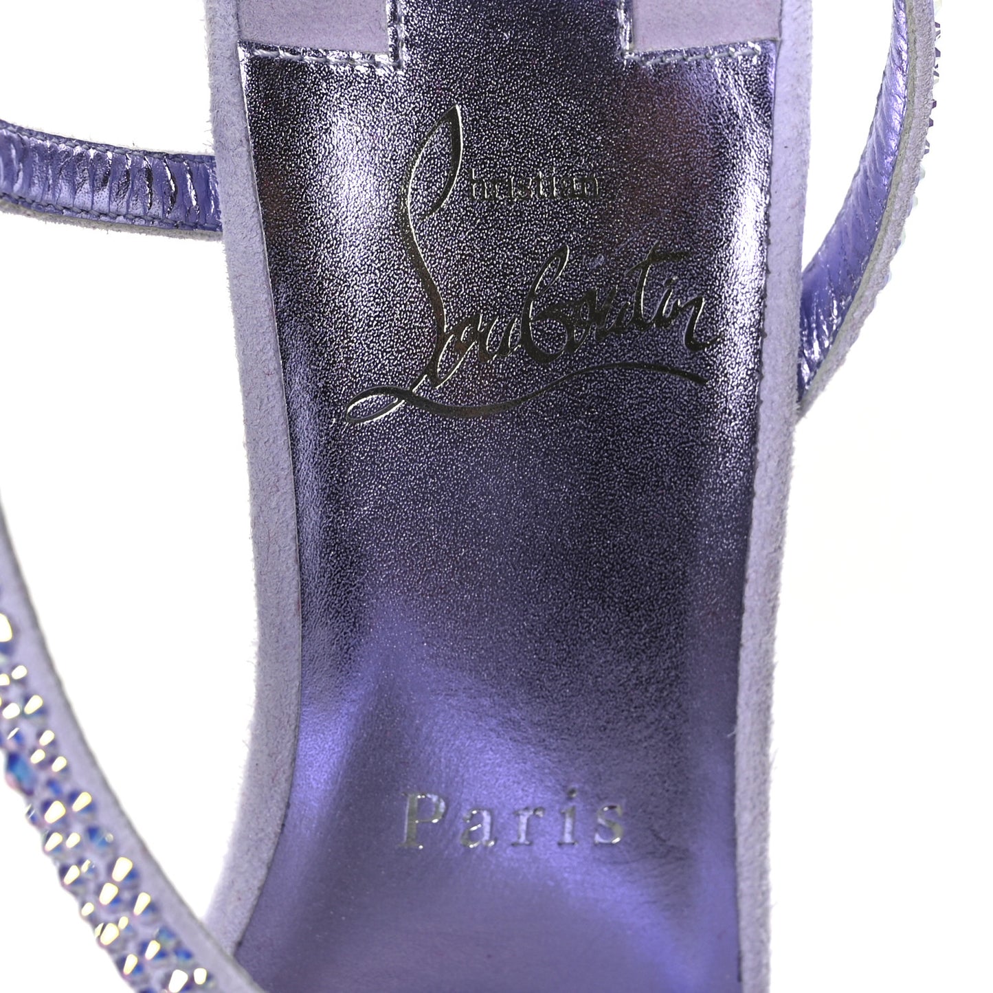 Suede Crystal Strass Rosalie 100 Sandals 38 Lilac Smoke