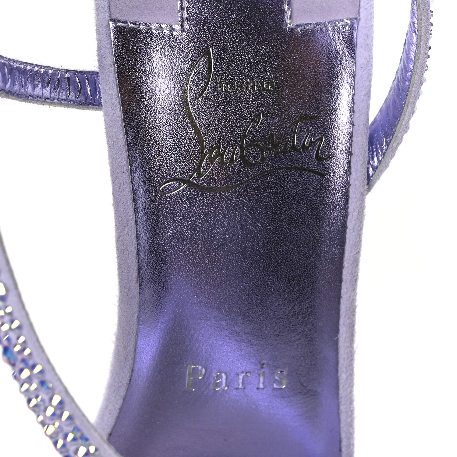 Christian Louboutin Suede Crystal Strass Rosalie 100 Sandals 38 Lilac Smoke 6 of 7