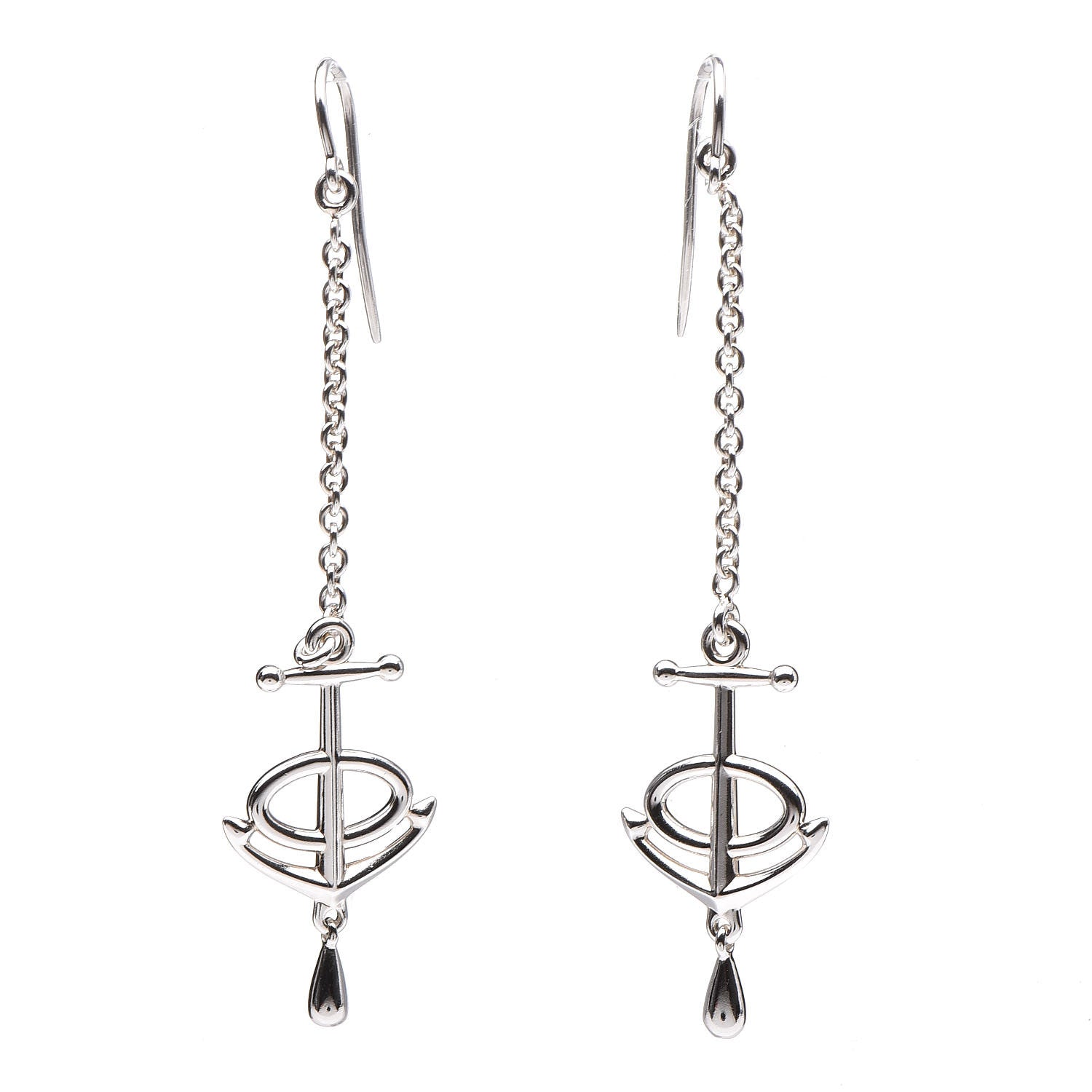 Hermes Sterling Silver Grand Large Chaine D'Ancre Drop Earrings 1 of 5