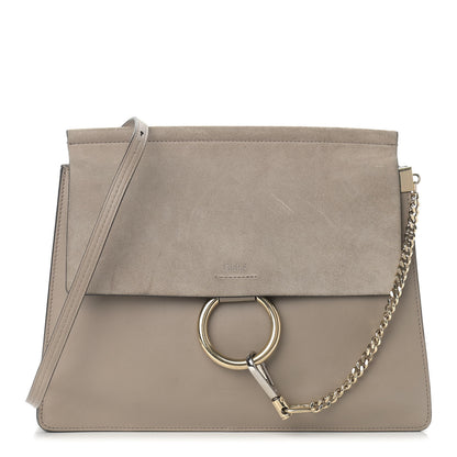 Chloe Calfskin Suede Medium Faye Shoulder Bag Motty Grey 1 of 11