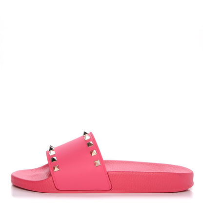 Valentino Garavani Rubber Rockstud Slide Sandals 39 Shadow Pink 1 of 11