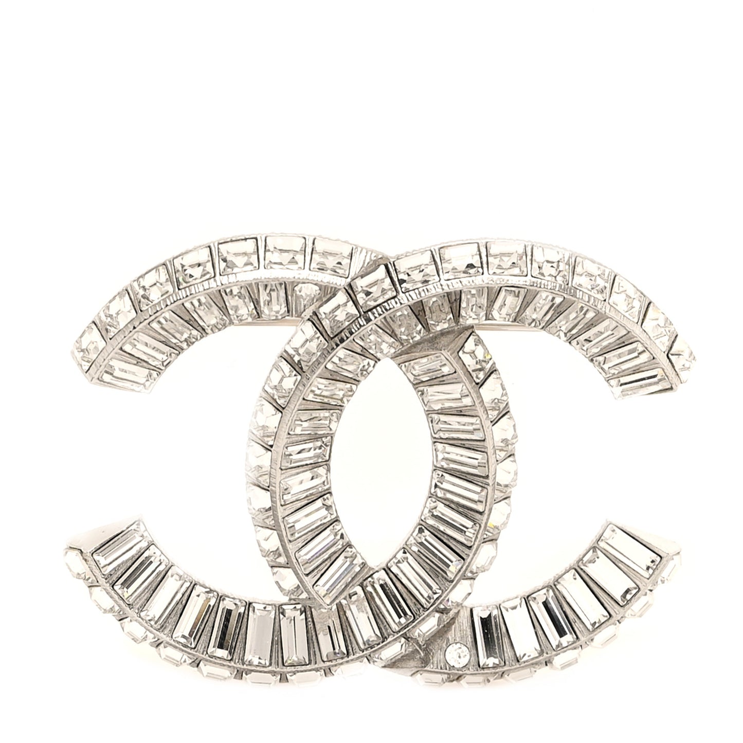 Baguette Crystal CC Brooch Silver