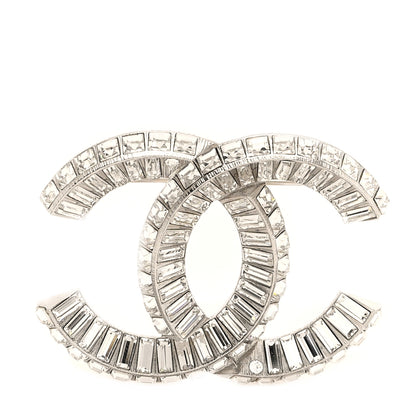 Chanel Baguette Crystal CC Brooch Silver 1 of 3