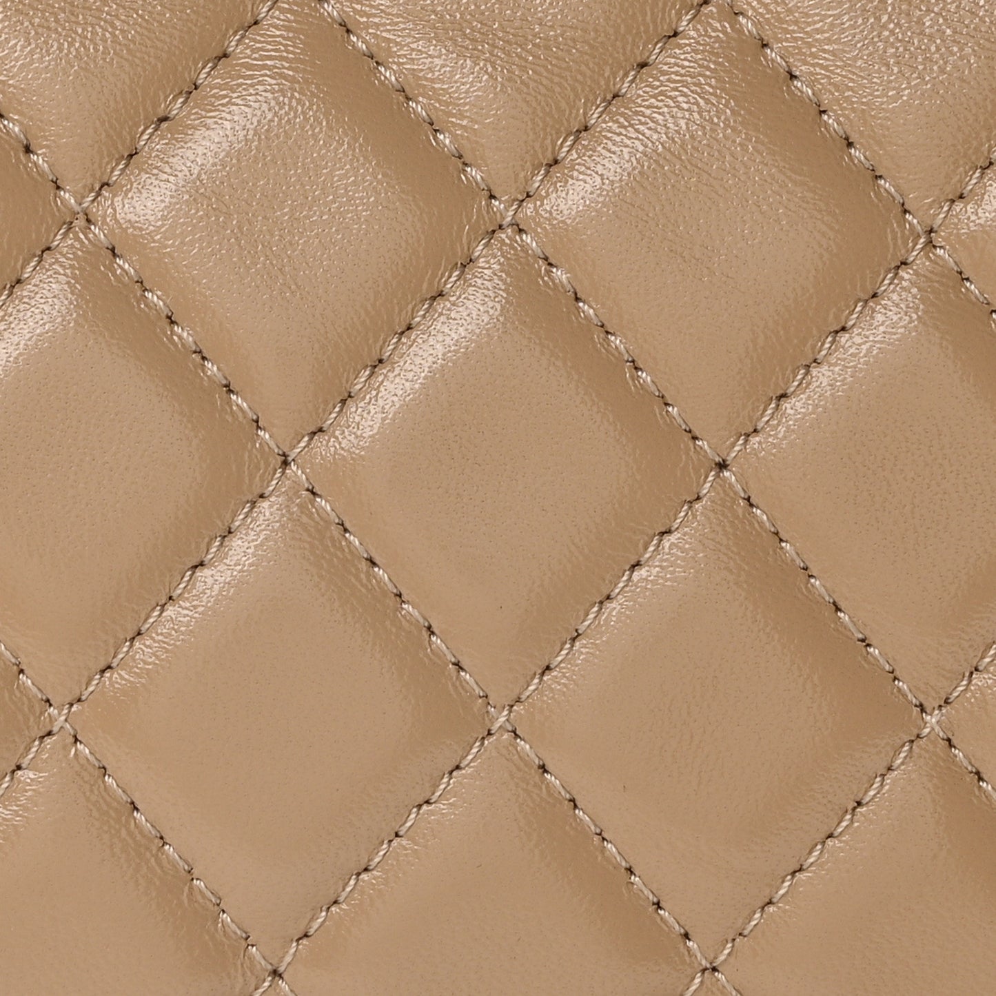 Shiny Lambskin Quilted Mini 31 Shopping Bag Beige