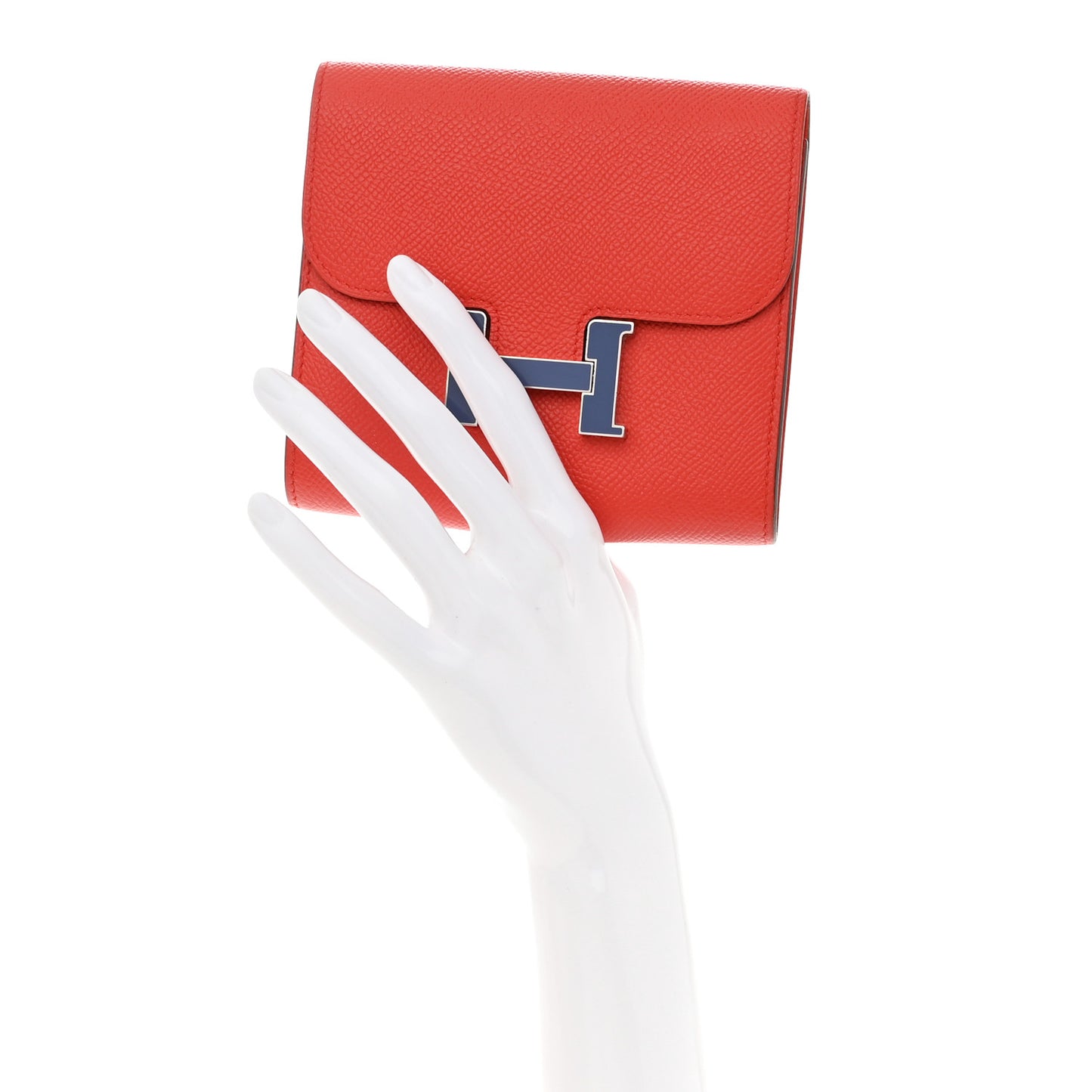 Epsom Enamel Constance Short Wallet Capucine Bleu Brighton