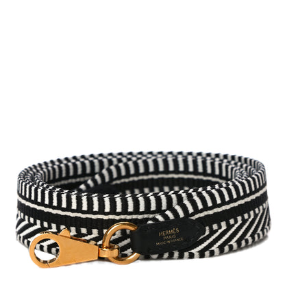 Hermes Toile Swift 25mm Sangle Cavale Shoulder Strap Black Ecru 1 of 5