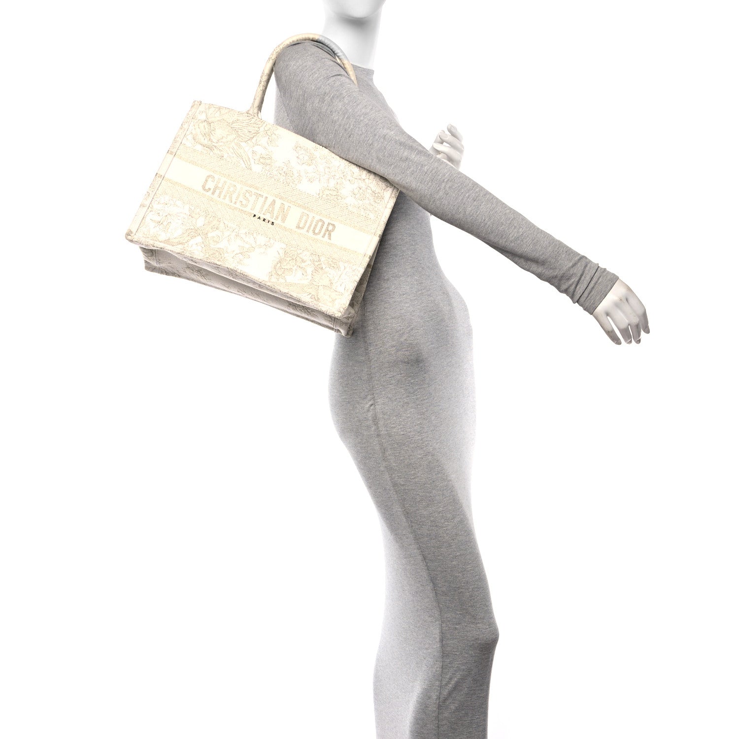 Christian Dior Canvas Embroidered Jardin D'Hiver Medium Book Tote Gold 2 of 11